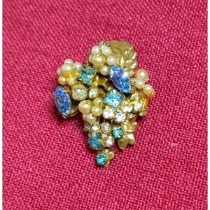 Vintage Original By Robert Rhinestone & Faux Pearl Layered Brooch‎ Pendant